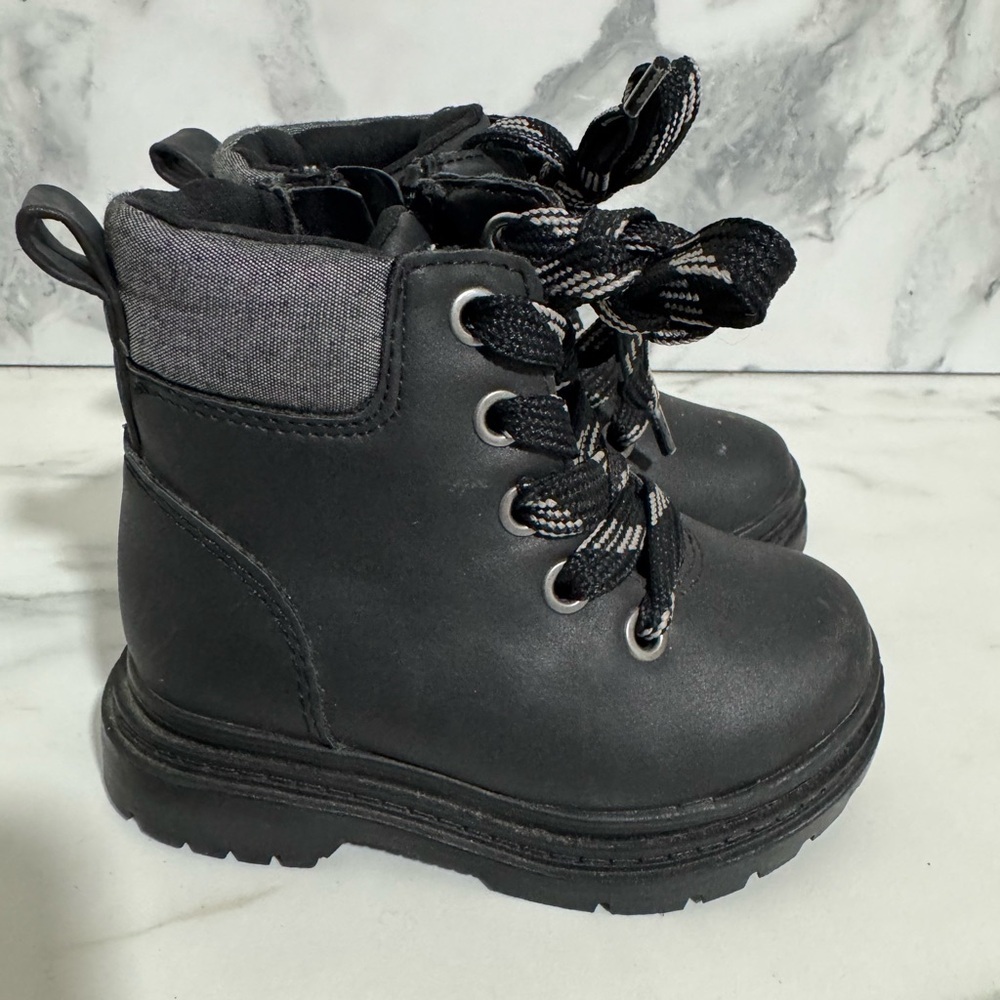 Toddler Black Lace-Up Boots